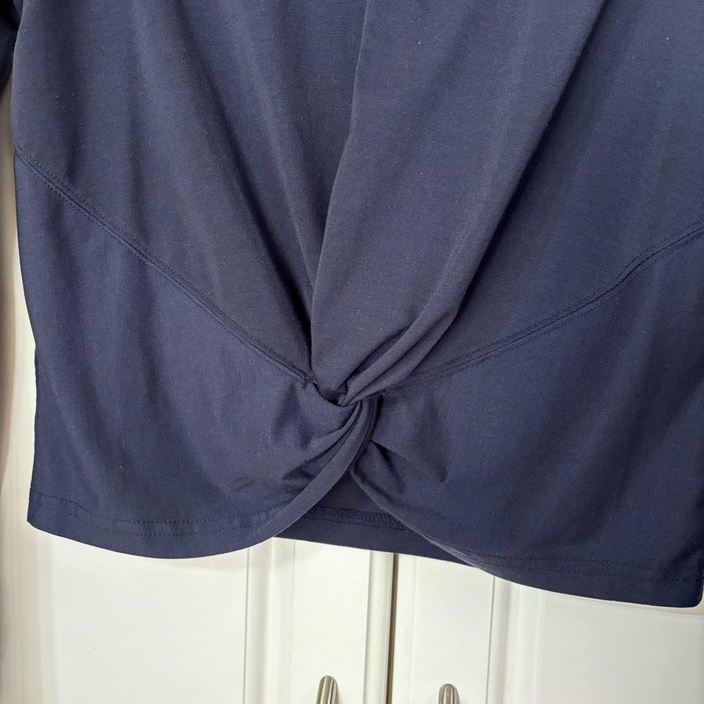 Athleta Long Sleeve Essence Twist Top, Navy Blue, Women’s Medium - Picture 9 of 13